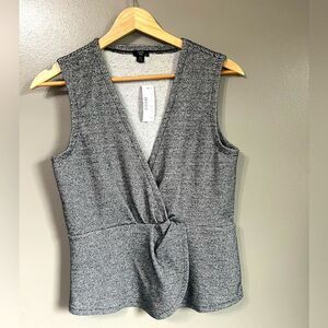 J. Crew 365 boucle peplum tank black white office career preppy  sophisticated